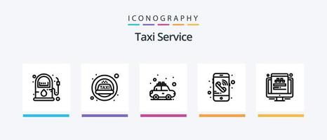 Taxi-Service-Line-5-Icon-Pack inklusive. Rang. Befehl. Prämie. Taxi. kreatives Symboldesign vektor