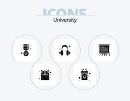 universitet glyf ikon packa 5 ikon design. styrelse. guld. Stöd. audio vektor