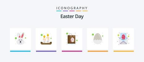 Ostern Flat 5 Icon Pack inklusive Ei. Natur. Tasche. Ei. Baby. kreatives Symboldesign vektor