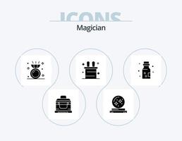 Magician Glyph Icon Pack 5 Icon Design. Achtung. Flaschen. Stern. Kaninchen. Ring vektor