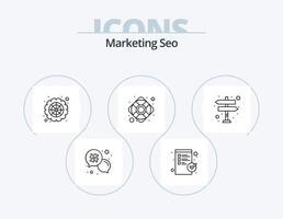 Marketing-SEO-Line-Icon-Pack 5 Icon-Design. Optionen. Graph. Hashtag. Rang Bildschirm. LCD-Ranking vektor