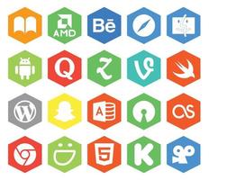 20 social media ikon packa Inklusive lastfm Microsoft tillgång fråga snapchat wordpress vektor