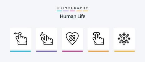 mänsklig linje 5 ikon packa Inklusive . hårt slag. tummen upp. bubbla. kreativ ikoner design vektor