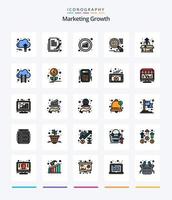 kreativ marknadsföring tillväxt 25 linje fylld ikon packa sådan som låda. seo. dokumentera. Sök motor. försäljning vektor