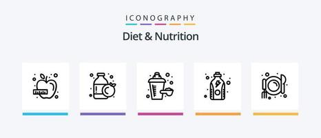 Diät- und Ernährungslinie 5 Icon Pack inklusive Box. NEIN. Ei. Eiweiß. Diät. kreatives Symboldesign vektor
