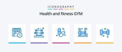 Gym Blue 5 Icon Pack inklusive Training. Fitness. Gesundheit. Fitnessstudio. Übung. kreatives Symboldesign vektor