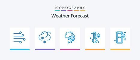 väder blå 5 ikon packa Inklusive . regnig. moln. mobil. temperatur. kreativ ikoner design vektor