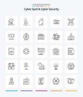 Creative Cyber Spot und Cyber Security 25 Gliederungssymbolpaket wie Datei. Hintertür. Virus. Explosion. Achtung vektor