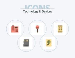 enheter platt ikon packa 5 ikon design. låda. mobil. telefon. ljud. mikrofon vektor