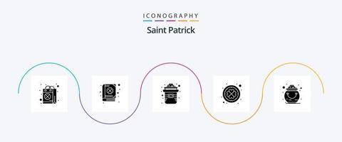 Saint Patrick Glyph 5 Icon Pack inklusive Glück. Patrick. Patrick. irisch. Gold vektor