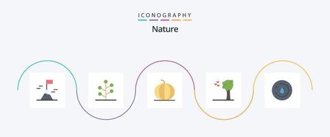 natur platt 5 ikon packa Inklusive kraft. energi. natur. natur. berså vektor