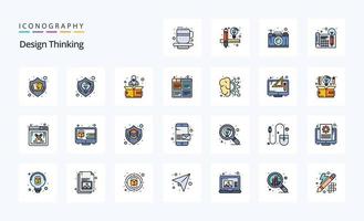 25 Design-Thinking-Line-Icon-Pack vektor