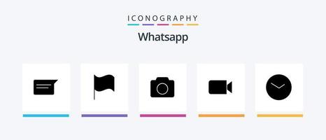 WhatsApp Glyph 5 Icon Pack inklusive . Bild. Uhr. betrachten. kreatives Symboldesign vektor