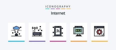 internet linje fylld 5 ikon packa Inklusive e-post. stift. databas. plats. geolokalisering. kreativ ikoner design vektor