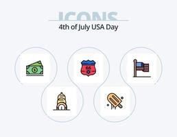 USA-Linie gefüllt Icon Pack 5 Icon Design. amerikanisch. Feder. süss. Adobe. das Erntedankfest vektor