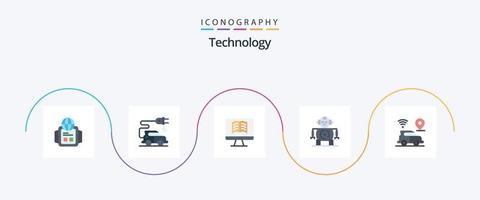 teknologi platt 5 ikon packa Inklusive . teknologi. på teknik. Karta. bil vektor