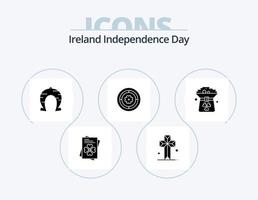 irland oberoende dag glyf ikon packa 5 ikon design. mynt. solros. förmögenhet. cirkel. blomma vektor