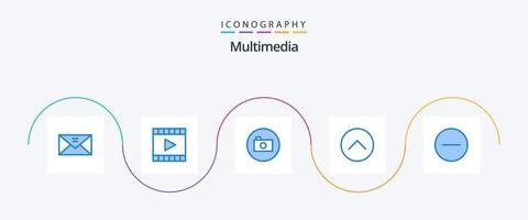 multimedia blå 5 ikon packa Inklusive multimedia. media. sid. upp. media p vektor