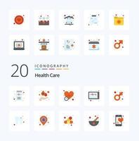20 Flachfarben-Icon-Pack für das Gesundheitswesen wie Geschlechts-Blutpulsmaschine vektor
