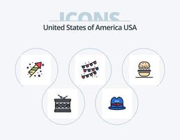 USA linje fylld ikon packa 5 ikon design. usa. skydda. usa. amerikansk. parad vektor