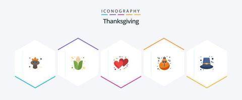 Thanksgiving 25 Flat Icon Pack inklusive Urlaub. Herbst. Tag. Truthahn. Urlaub vektor