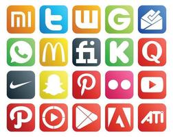 20 Social Media Icon Pack inklusive Video flickr fiverr pinterest nike vektor