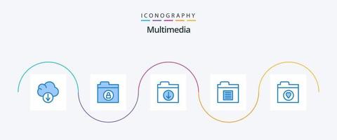 multimedia blå 5 ikon packa Inklusive . mapp. mapp. favorit vektor