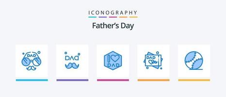 Vatertag blau 5 Icon Pack inklusive Herrentag. Vatertag. Liebe. wünscht sich. Vatertags-Grußkarte. kreatives Symboldesign vektor