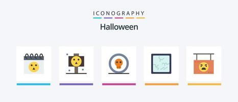 Halloween Flat 5 Icon Pack inklusive Aufhängen. Planke. gefährlich. Spiegel. gebrochen. kreatives Symboldesign vektor