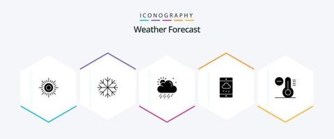 väder 25 glyf ikon packa Inklusive . temperatur. väder. minska. regn vektor