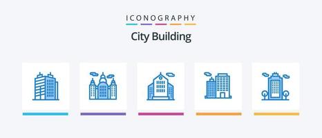 City Building Blue 5 Icon Pack inklusive. Öko. Konzern. Kologie. Stadt. kreatives Symboldesign vektor