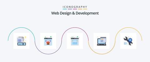 webb design och utveckling platt 5 ikon packa Inklusive miljö. programmering. design. manus. api vektor