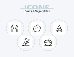 frukt och grönsaker linje ikon packa 5 ikon design. vegetarian. mat. ekollon. fajita. grön vektor