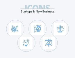 Startups und neue Unternehmen blaues Icon Pack 5 Icon Design. . Wege. Ziel. Weg. Richtung vektor