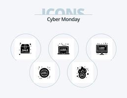 Cyber Monday Glyphen-Icon-Pack 5 Icon-Design. Rabatt. Montag. Paket. Rabatt. Laptop vektor