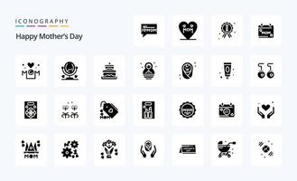 25 Happy Mothers Day solides Glyphen-Icon-Pack vektor