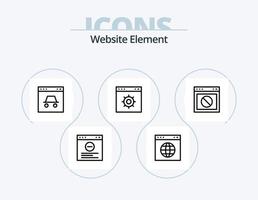 Website-Elementzeilen-Icon-Pack 5-Icon-Design. Layout. Webseite. spielen. ziehen. Webseite vektor