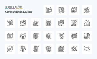 25 Symbolpaket für Kommunikations- und Medienleitungen vektor