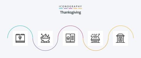 Thanksgiving Line 5 Icon Pack inklusive Feiertag. Bäckerei. püriert. das Erntedankfest. Speisekarte vektor