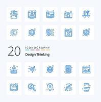 20 Design Thinking Blue Color Icon Pack wie Draw Image Design Gallery Business vektor