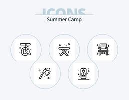 Sommerlager Linie Icon Pack 5 Icon Design. Karte. Handy, Mobiltelefon. Creme. passen. Camping vektor