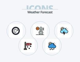 Wetterlinie gefüllt Icon Pack 5 Icon Design. bedeckt. Wolke. Mond. Regen. Regenschirm vektor