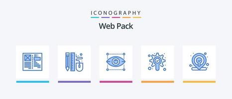 Web Pack Blue 5 Icon Pack inklusive Web. Gang. Bleistift. suchen. Entwerfen. kreatives Symboldesign vektor