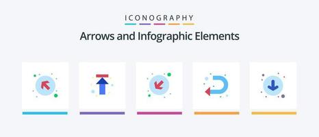 Pfeil flach 5 Icon Pack inklusive nach unten. Pfeile. Pfeil. links. Zeichen. kreatives Symboldesign vektor