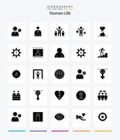 Creative Human 25 Glyph Solid Black Icon Pack wie Management. Std. Geschäft. menschlich. gebrochen vektor