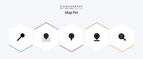 Map Pin 25 Glyphen-Icon-Pack inklusive Suche. Stift. Geo-Standort. Marker. Standort vektor