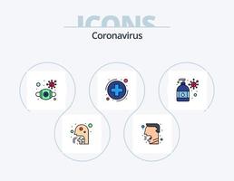 Coronavirus-Linie gefüllt Icon Pack 5 Icon Design. Virus. Schutz. Blutzelle. Grippe. Sicherheit vektor