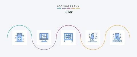 mördare blå 5 ikon packa Inklusive fara. vapen. barriär. terrorism. bomba vektor