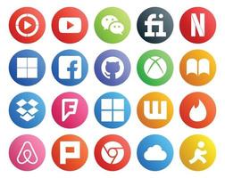 20 Social-Media-Icon-Packs, einschließlich Tinder, Microsoft Delicious Foursquare iBooks vektor