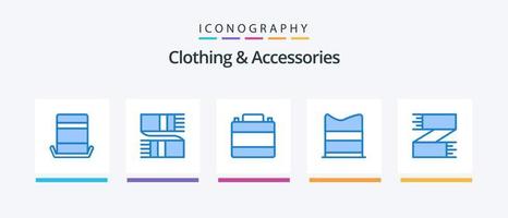 Kleidung und Accessoires blau 5 Icon Pack inklusive Zubehör. Mode. Zubehör. Design. Schuhwerk. kreatives Symboldesign vektor